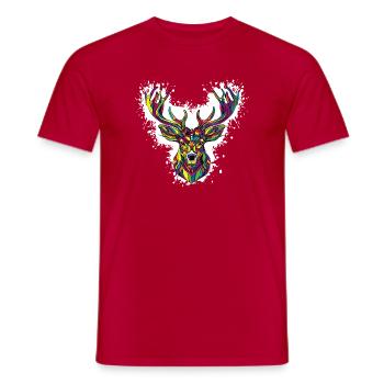 Hirschkopf   - Männer T-Shirt - Rot - Vorne - AI Model Male 178 dark (178cm)