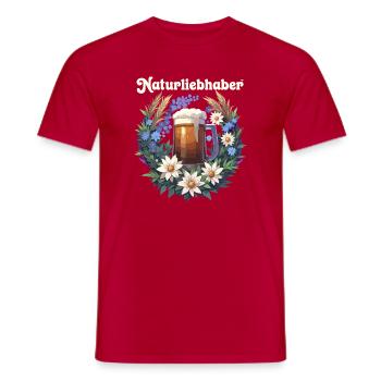 Les amoureux de la nature Couronne de bière Chemise traditionnelle Remplacement Dirnd - T-shirt homme - rouge - Devant - AI Model Male 178 dark (178cm)