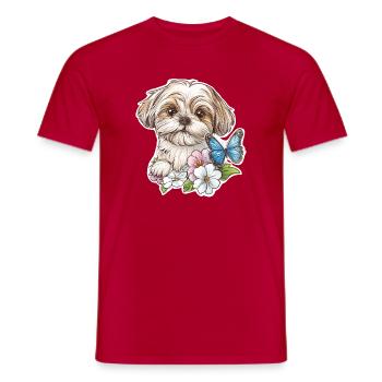 Shih Tzu und Schmetterling - Männer T-Shirt - Rot - Vorne - AI Model Male 178 dark (178cm)