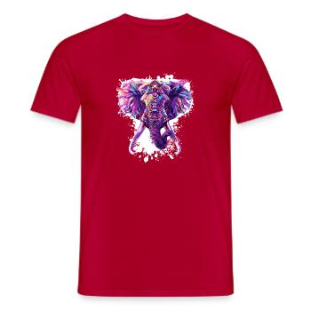 Bunter Elefantenkopf Neon-Splash - Männer T-Shirt - Rot - Vorne - AI Model Male 178 dark (178cm)