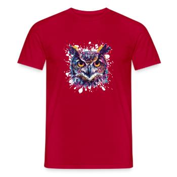 Owl Head Splatter - Men's T-Shirt - red - Front - AI Model Male 178 dark (178cm)