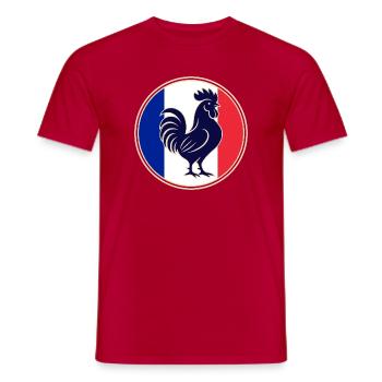 Coq Tricolore Silhouette Dans Cadre Circulaire - T-shirt homme - rouge - Devant - AI Model Male 178 dark (178cm)