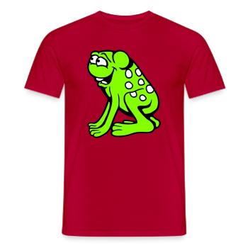 Frosch Kröte lacht lustig albern frech sitzt Comic - Männer T-Shirt - Rot - Vorne - AI Model Male 178 dark (178cm)