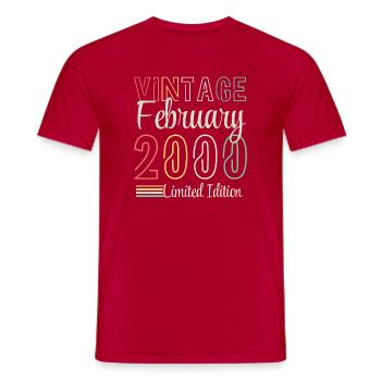 Vintage Février 2000 – Édition Limitée Anniversair - T-shirt homme - rouge - Devant - AI Model Male 178 dark (178cm)