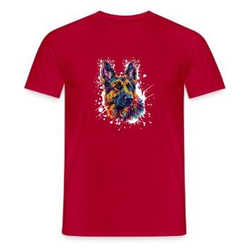 Dog Shepherd Paint Blobs - Men's T-Shirt - red - Front - AI Model Male 178 dark (178cm)