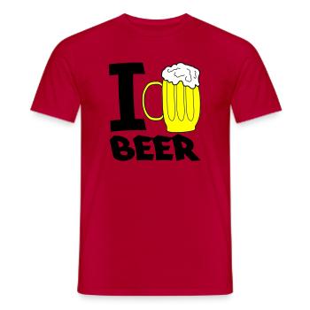 Yellow Beer Mug Sketch - Men's T-Shirt - red - Front - AI Model Male 178 dark (178cm)