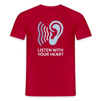 Listen With Your Heart - Men's T-Shirt - red - Front - AI Model Male 178 dark (178cm)