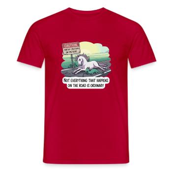 Roadside Fantasy Unicorn Duo - Men's T-Shirt - red - Front - AI Model Male 178 dark (178cm)