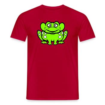 Frosch Kröte lacht lustig albern frech sitzt Comic - Männer T-Shirt - Rot - Vorne - AI Model Male 178 dark (178cm)