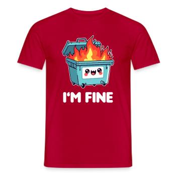 Kawaii Burning Trash Can - Men's T-Shirt - red - Front - AI Model Male 178 dark (178cm)