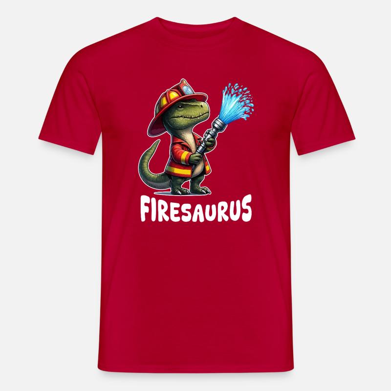 Firesaurus Feuerwehrmann Maskottchen - Männer T-Shirt - Rot