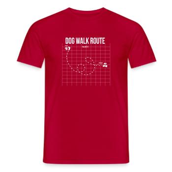 Dog Walk Route funny dog-Path map for your dogwalk - Men's T-Shirt - red - Front - AI Model Male 178 dark (178cm)