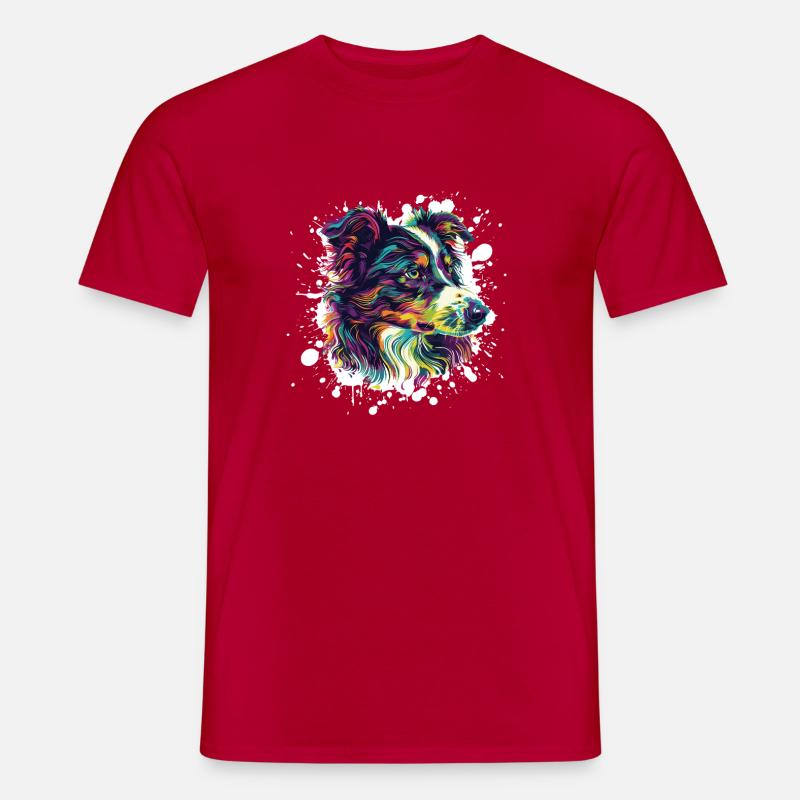 Farbexplosion Hundeporträt - Männer T-Shirt - Rot