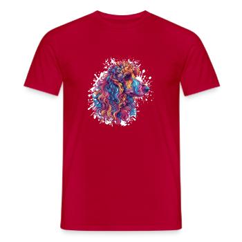 Colored Poodle Head Artwork - Men's T-Shirt - red - Front - AI Model Male 178 dark (178cm)