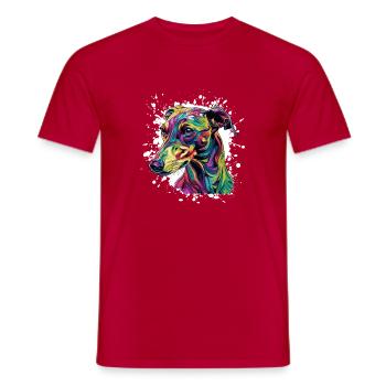 Farbexplosion Hund Portrait - Männer T-Shirt - Rot - Vorne - AI Model Male 178 dark (178cm)
