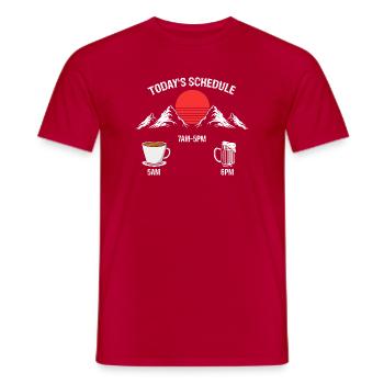Funny Daily Routine Coffee Work Beer Sunrise Joke - Männer T-Shirt - Rot - Vorne - AI Model Male 178 dark (178cm)