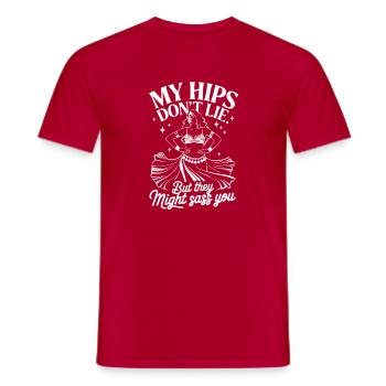 Mes hanches ne mentent pas, mais elles pourraient vous intenter - T-shirt homme - rouge - Devant - AI Model Male 178 dark (178cm)