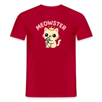 Meowster Crowned Micro Mascot - Men's T-Shirt - red - Front - AI Model Male 178 dark (178cm)