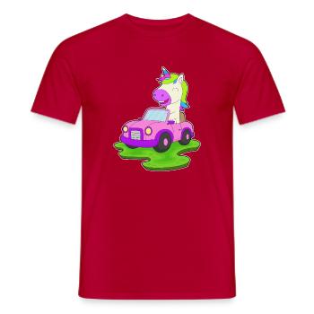 Einhorn Auto - Männer T-Shirt - Rot - Vorne - AI Model Male 178 dark (178cm)