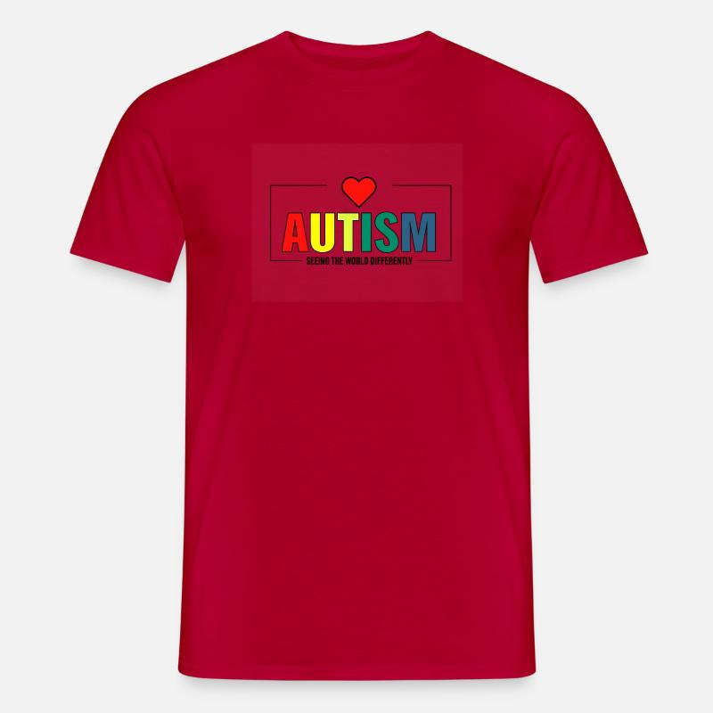 Regenbogen-Autismus mit Herz - Männer T-Shirt - Rot
