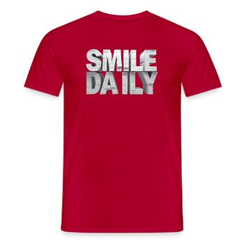 Smile daily – Monumental calendar letters - Men's T-Shirt - red - Front - AI Model Male 178 dark (178cm)