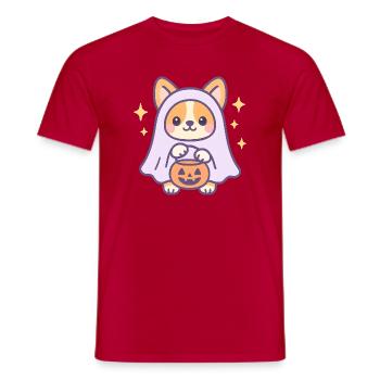 Corgi Fantôme Citrouille - T-shirt homme - rouge - Devant - AI Model Male 178 dark (178cm)