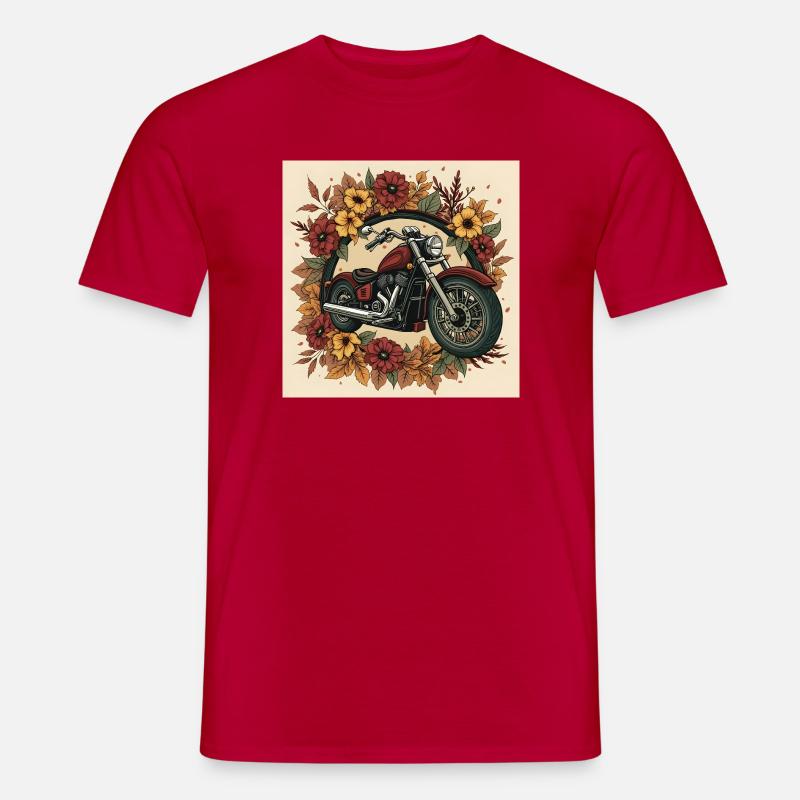 Roue de fleurs d’impression en bloc - T-shirt homme - rouge
