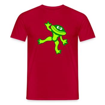 Frosch Kröte Tanzt Lustig Albern Frech Winkt Comic - Männer T-Shirt - Rot - Vorne - AI Model Male 178 dark (178cm)