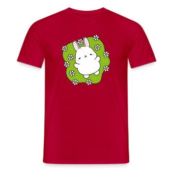 Cute bunny in flower garden - Men's T-Shirt - red - Front - AI Model Male 178 dark (178cm)