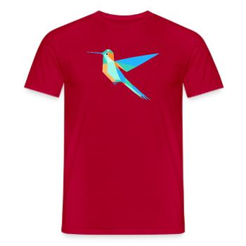Geometrischer Kolibri Prisma-Stil - Männer T-Shirt - Rot - Vorne - AI Model Male 178 dark (178cm)