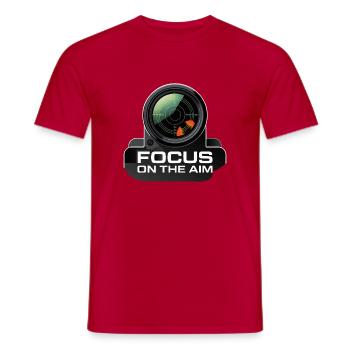 Focus sur le graphique de l’objectif de visée - T-shirt homme - rouge - Devant - AI Model Male 178 dark (178cm)