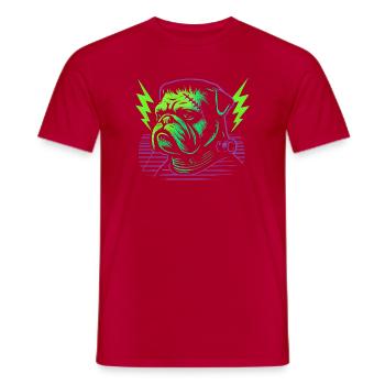 Bulldog Neon Sewing Stitch - Men's T-Shirt - red - Front - AI Model Male 178 dark (178cm)