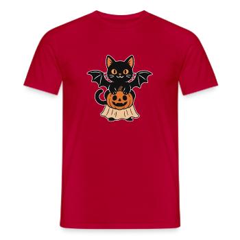 Chat d’Halloween avec citrouille - T-shirt homme - rouge - Devant - AI Model Male 178 dark (178cm)