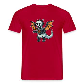 Roboterdrache mit Knochenhelm und Flügeln - Männer T-Shirt - Rot - Vorne - AI Model Male 178 dark (178cm)