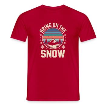 Bring On The Snow Retro Mountain Winter Snowflakes - Men's T-Shirt - red - Front - AI Model Male 178 dark (178cm)
