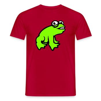 Frog grins cool funny comic crazy toad - Men's T-Shirt - red - Front - AI Model Male 178 dark (178cm)