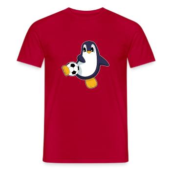 Pinguin Fußballspieler Fußball - Männer T-Shirt - Rot - Vorne - AI Model Male 178 dark (178cm)
