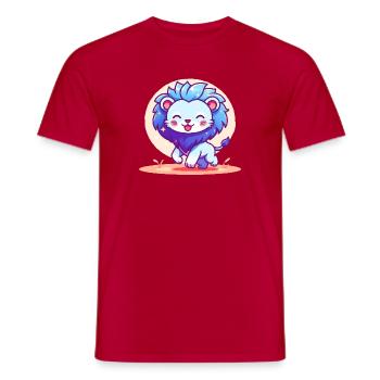 Little Blue Lion - Men's T-Shirt - red - Front - AI Model Male 178 dark (178cm)