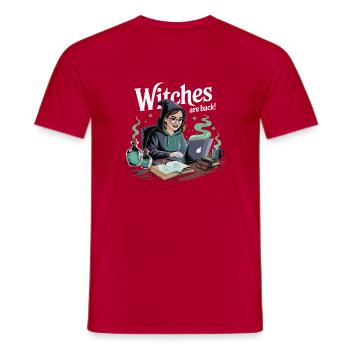 Witches Are Back Laptop - Men's T-Shirt - red - Front - AI Model Male 178 dark (178cm)