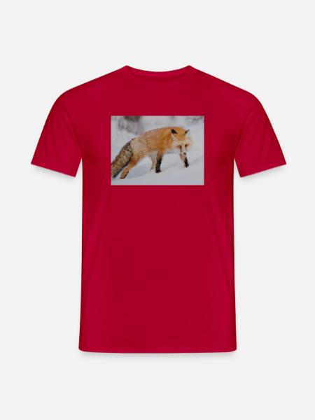 Fuchs im Schnee Aquarell - Männer T-Shirt - Rot