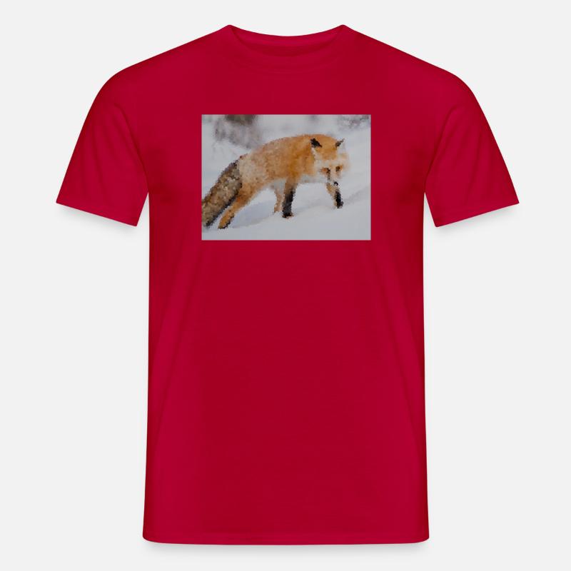 Fuchs im Schnee Aquarell - Männer T-Shirt - Rot