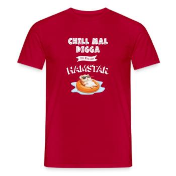 Chill mal Digga – Chemise Hamstar Fun - T-shirt homme - rouge - Devant - AI Model Male 178 dark (178cm)