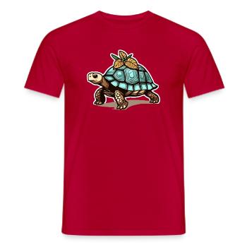Turtle with blue shell & leaves - Men's T-Shirt - red - Front - AI Model Male 178 dark (178cm)