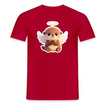 Cute Otter Angel with Wings and Halo - Men's T-Shirt - red - Front - AI Model Male 178 dark (178cm)