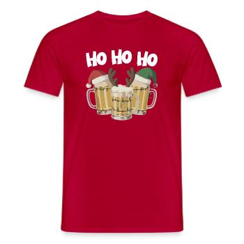 Weihnachtsbier Trio mit Lichtern Ho Ho Ho Bier - Männer T-Shirt - Rot - Vorne - AI Model Male 178 dark (178cm)