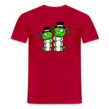 2 Gentlemen Caterpillar Top Hat Monocle Bow Tie Rich - Men's T-Shirt - red - Front - AI Model Male 178 dark (178cm)