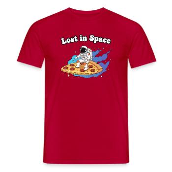 Astronaut on pizza in space - Men's T-Shirt - red - Front - AI Model Male 178 dark (178cm)
