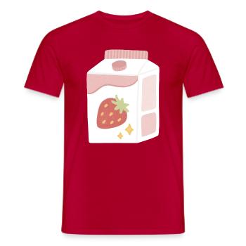 Strawberry Milk Box Illustration - Men's T-Shirt - red - Front - AI Model Male 178 dark (178cm)