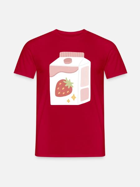 Erdbeer-Milch-Box-Illustration - Männer T-Shirt - Rot