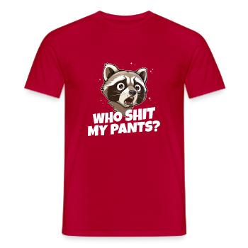 Waschbär, der mir in die Hose scheißt? - Männer T-Shirt - Rot - Vorne - AI Model Male 178 dark (178cm)